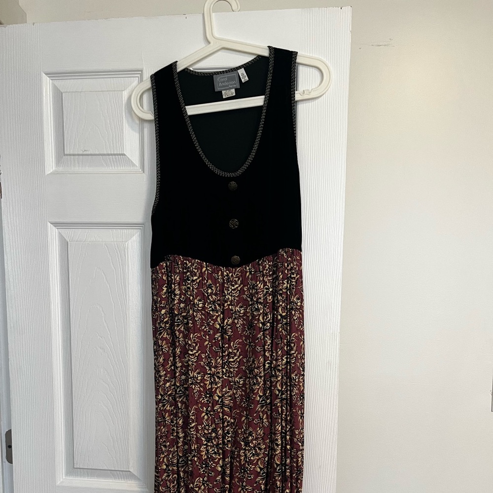 Vintage floral and velvet maxi dress size M